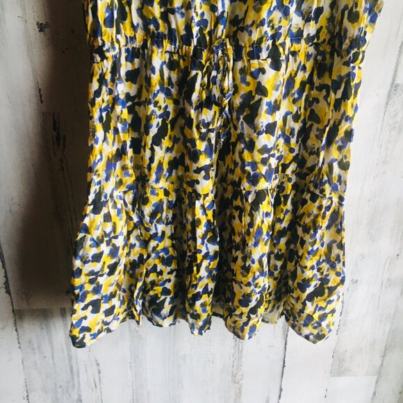 NWOT Velvet by Graham & Spencer Dress Flutter Cap Sleeve Abstract Print Yellow L - Picture 3 of 12